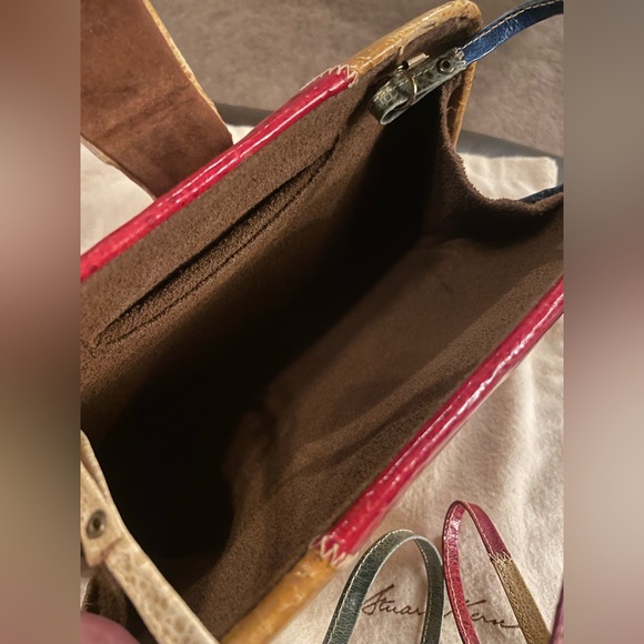 Vintage STUART KERN Exotic Leather Patchwork Crossbody Clutch - Hand-Stitched - Picture 7 of 10